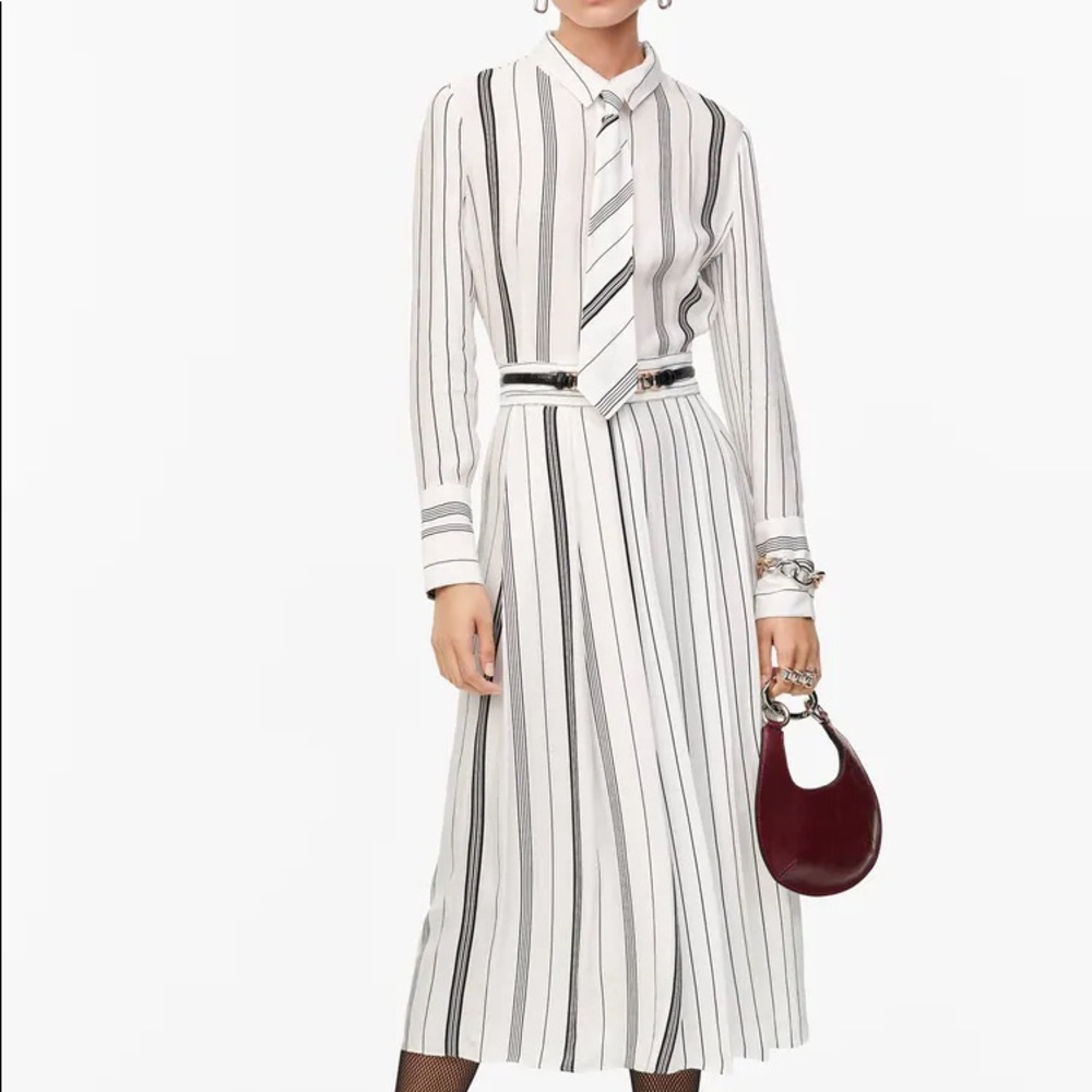 NWT ZARA LimitedEdition Striped Cuff NeckTie Dress